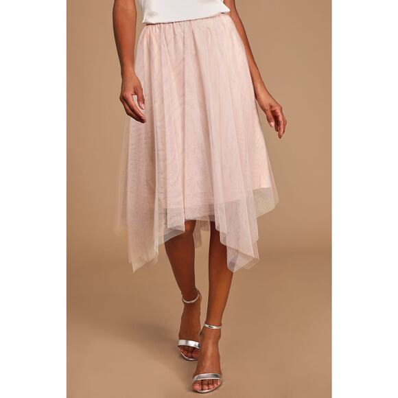 Lulus Dresses & Skirts - Pink Tulle Midi Skirt Womens XS Ballet Core Asymmetrical Fairy Coquette Girly